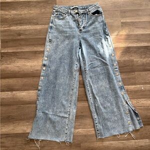 Wide Leg Blue Denim Jeans